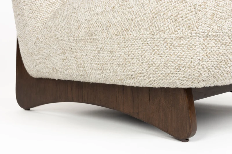 Fauteuil lounge en tissu beige et bois de frêne Loom - Dutchbone