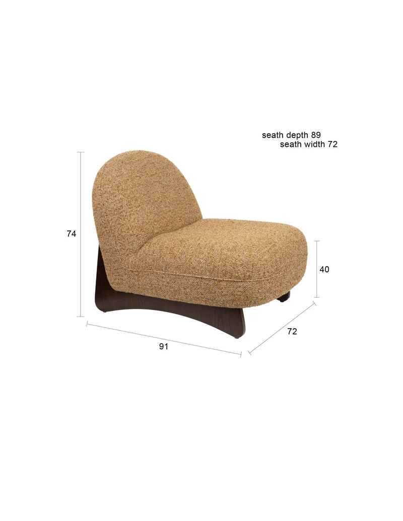 Fauteuil lounge en tissu marron et bois de frêne Loom - Dutchbone