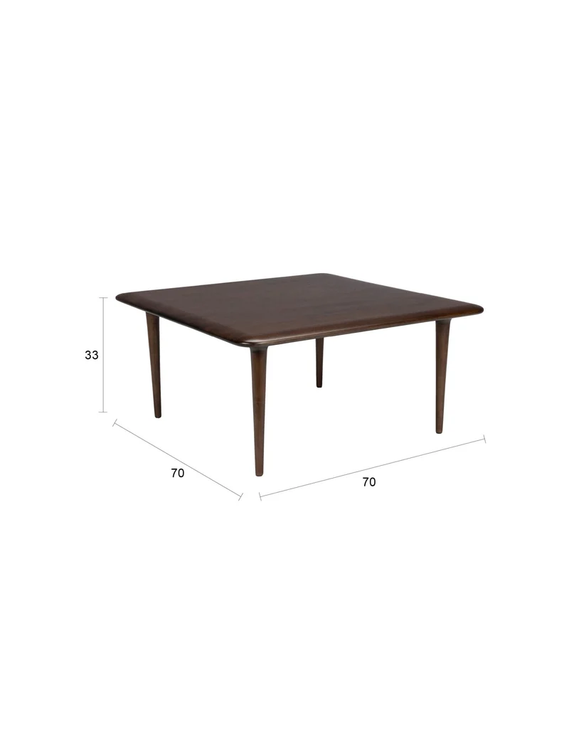 Table basse carrée en bois massif foncé 70x70x33cm Elroy - Dutchbone