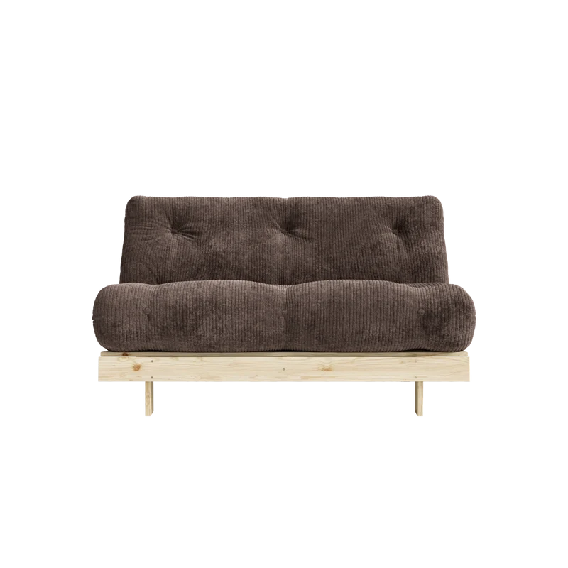 Canapé-lit en pin massif avec matelas marron foncé 140x200cm Roots - Karup
