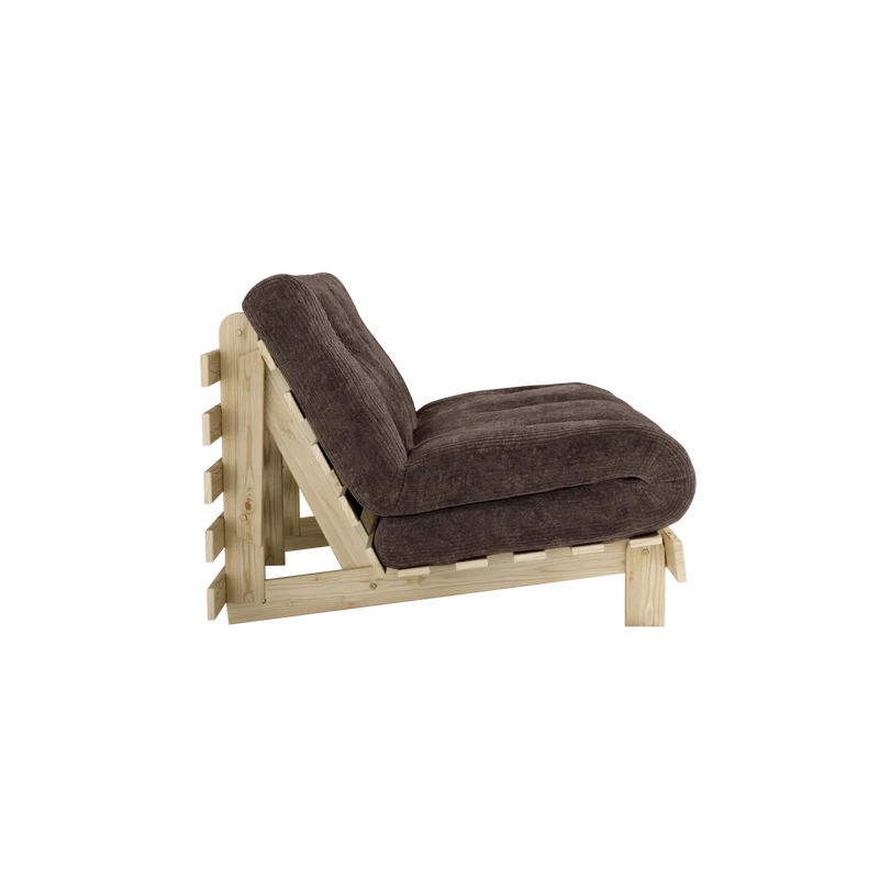 Canapé-lit en pin massif avec matelas marron foncé 140x200cm Roots - Karup