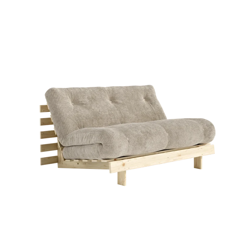 Canapé-lit en pin massif avec matelas beige 140x200cm Roots - Karup