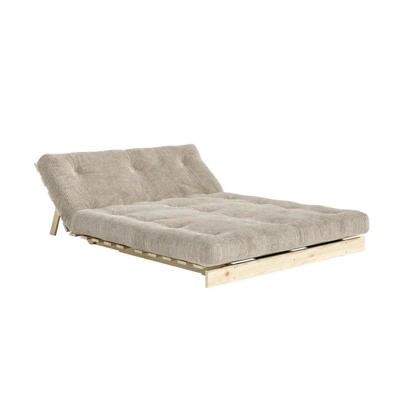 Canapé-lit en pin massif avec matelas beige 140x200cm Roots - Karup