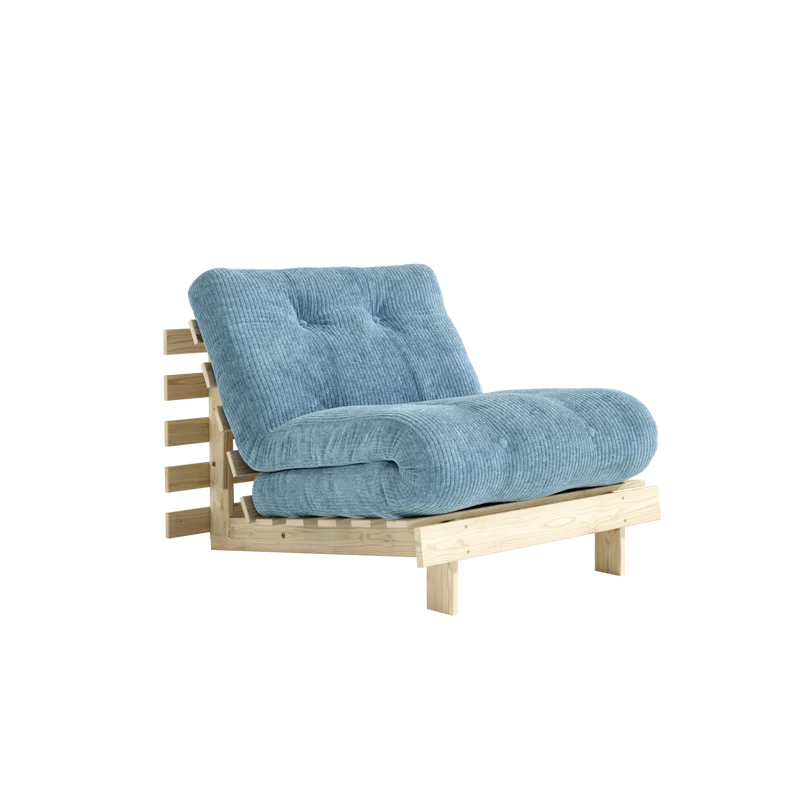 Canapé-lit en pin massif avec matelas bleu 90x200cm Roots - Karup