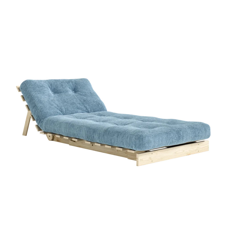 Canapé-lit en pin massif avec matelas bleu 90x200cm Roots - Karup