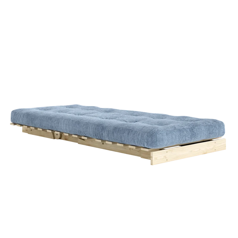 Canapé-lit en pin massif avec matelas bleu 90x200cm Roots - Karup