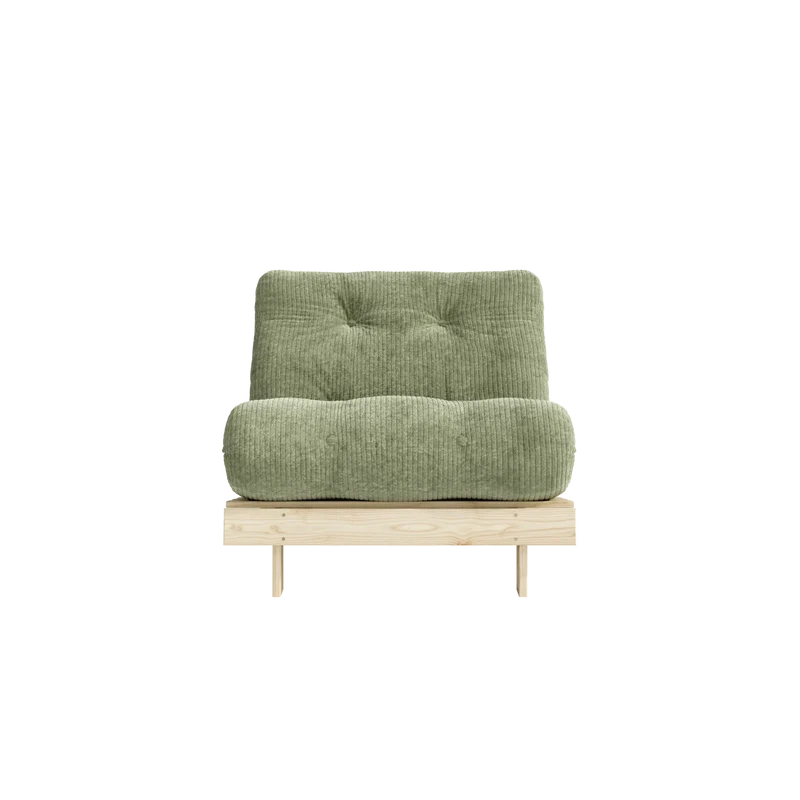 Canapé-lit en pin massif avec matelas vert 90x200cm Roots - Karup