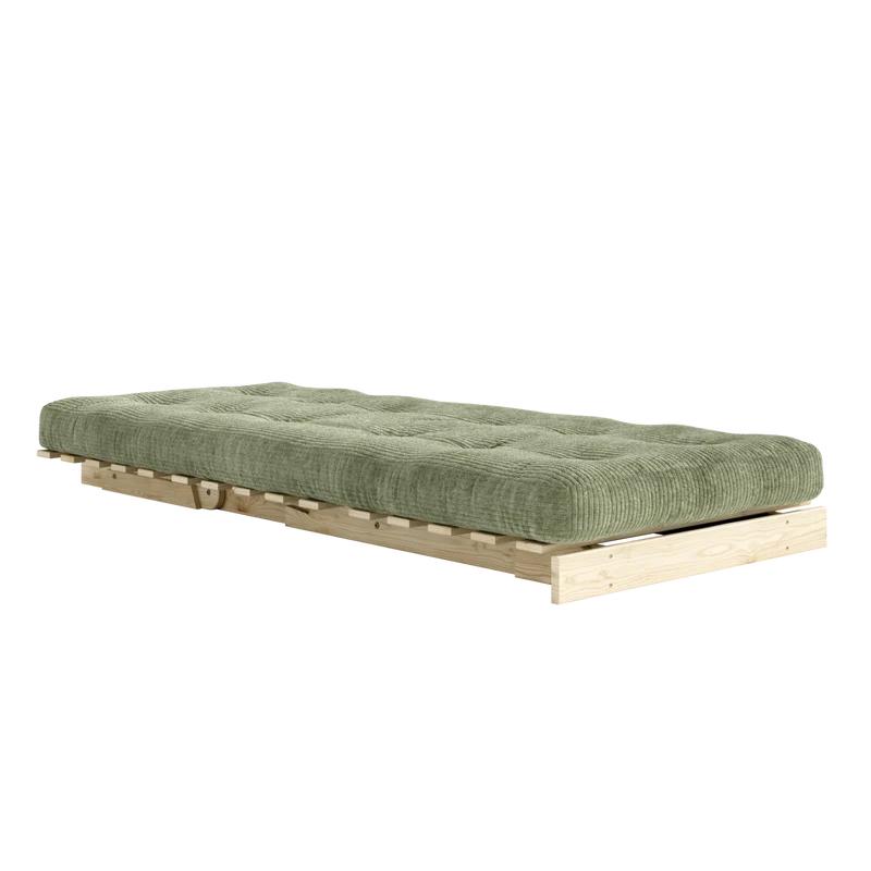 Canapé-lit en pin massif avec matelas vert 90x200cm Roots - Karup