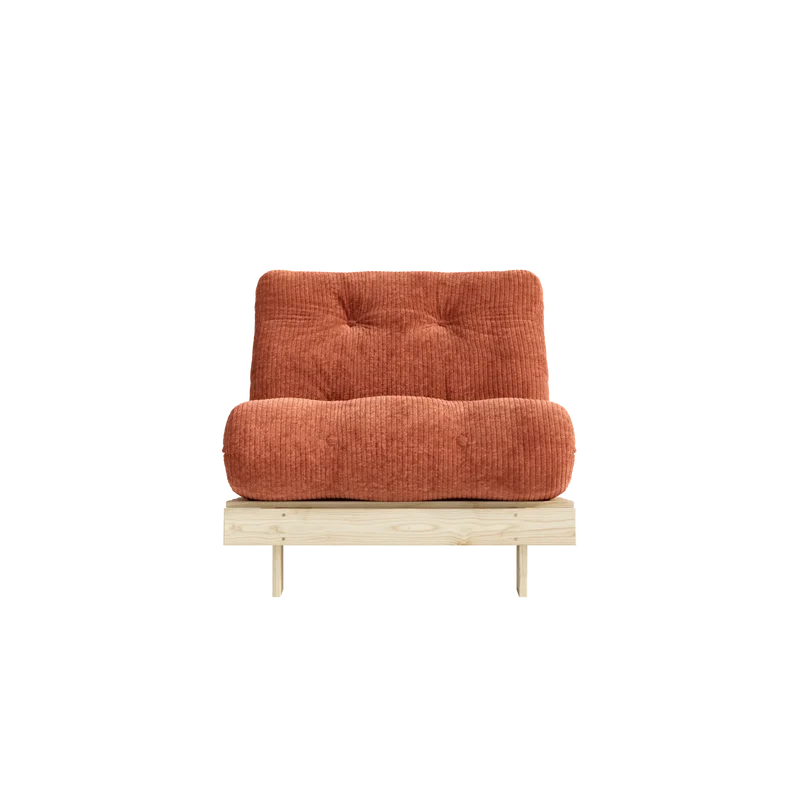 Canapé-lit en pin massif avec matelas retro orange 90x200cm Roots - Karup
