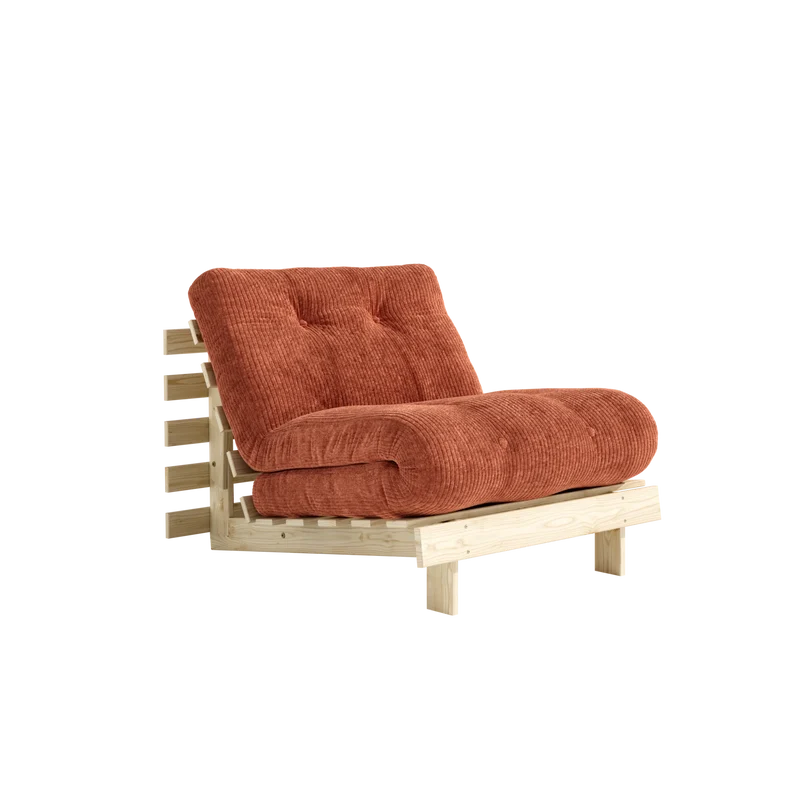 Canapé-lit en pin massif avec matelas retro orange 90x200cm Roots - Karup