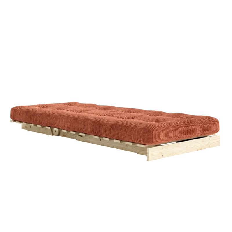 Canapé-lit en pin massif avec matelas retro orange 90x200cm Roots - Karup