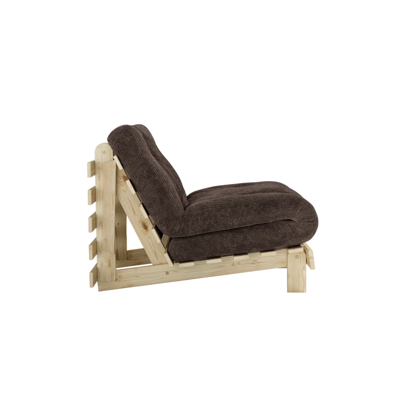 Canapé-lit en pin massif avec matelas marron foncé 90x200cm Roots - Karup