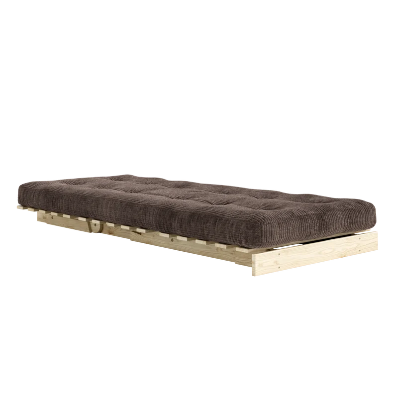 Canapé-lit en pin massif avec matelas marron foncé 90x200cm Roots - Karup