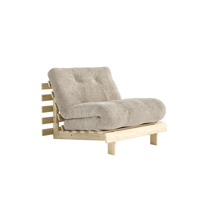 Canapé-lit en pin massif avec matelas crème 90x200cm Roots - Karup