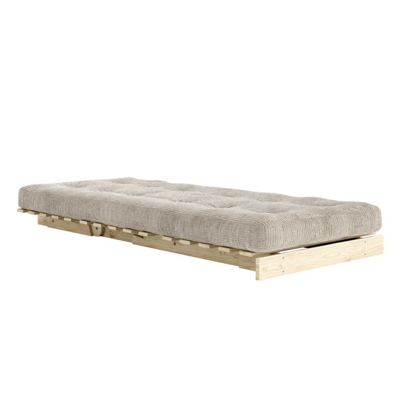 Canapé-lit en pin massif avec matelas crème 90x200cm Roots - Karup