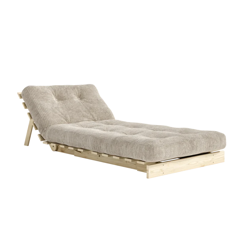 Canapé-lit en pin massif avec matelas crème 90x200cm Roots - Karup