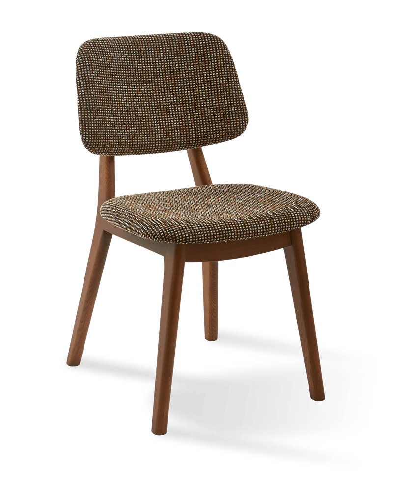 Chaise de salle à manger en tissu à motif marron et bois de frêne Speckled Happy Days - Pols Potten