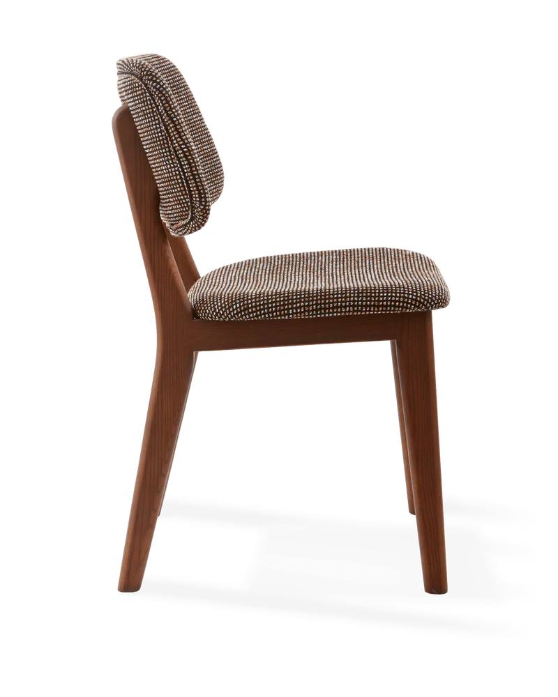 Chaise de salle à manger en tissu à motif marron et bois de frêne Speckled Happy Days - Pols Potten
