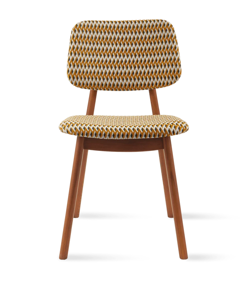 Chaise de salle à manger en tissu à motif jaune et bois de frêne Geo Happy Days - Pols Potten