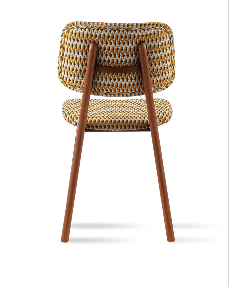 Chaise de salle à manger en tissu à motif jaune et bois de frêne Geo Happy Days - Pols Potten