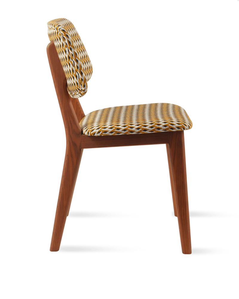 Chaise de salle à manger en tissu à motif jaune et bois de frêne Geo Happy Days - Pols Potten