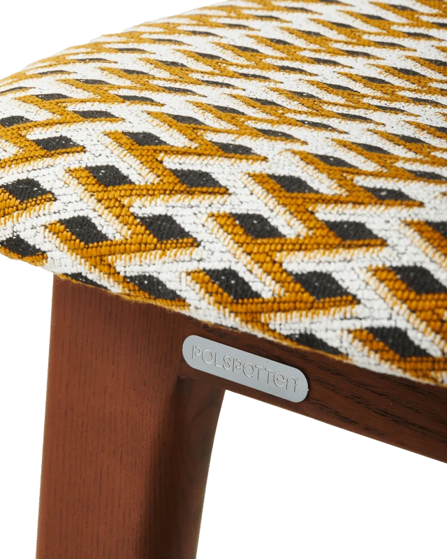 Chaise de salle à manger en tissu à motif jaune et bois de frêne Geo Happy Days - Pols Potten