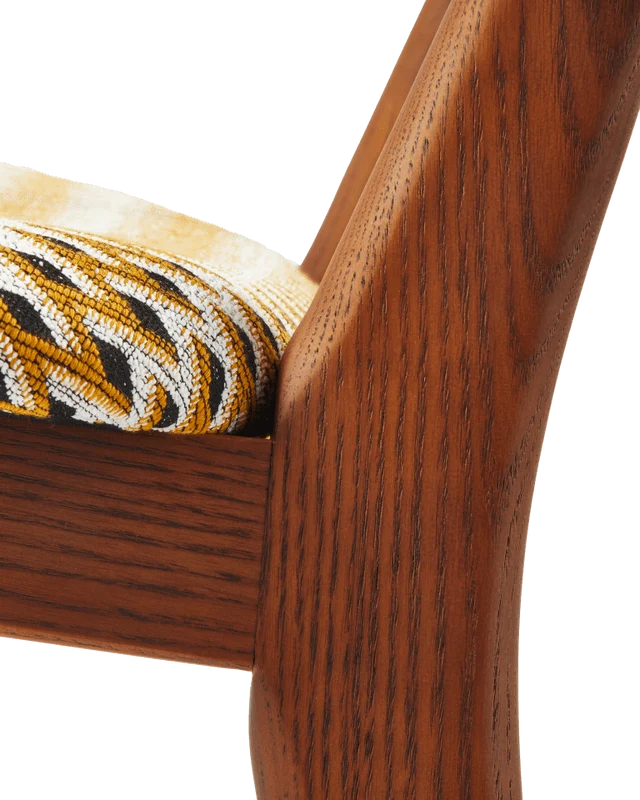 Chaise de salle à manger en tissu à motif jaune et bois de frêne Geo Happy Days - Pols Potten