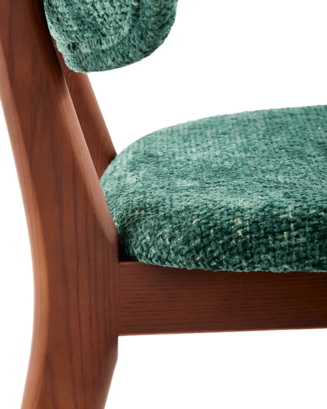 Chaise de salle à manger en tissu vert foncé et bois de frêne Greenish Happy Days - Pols Potten