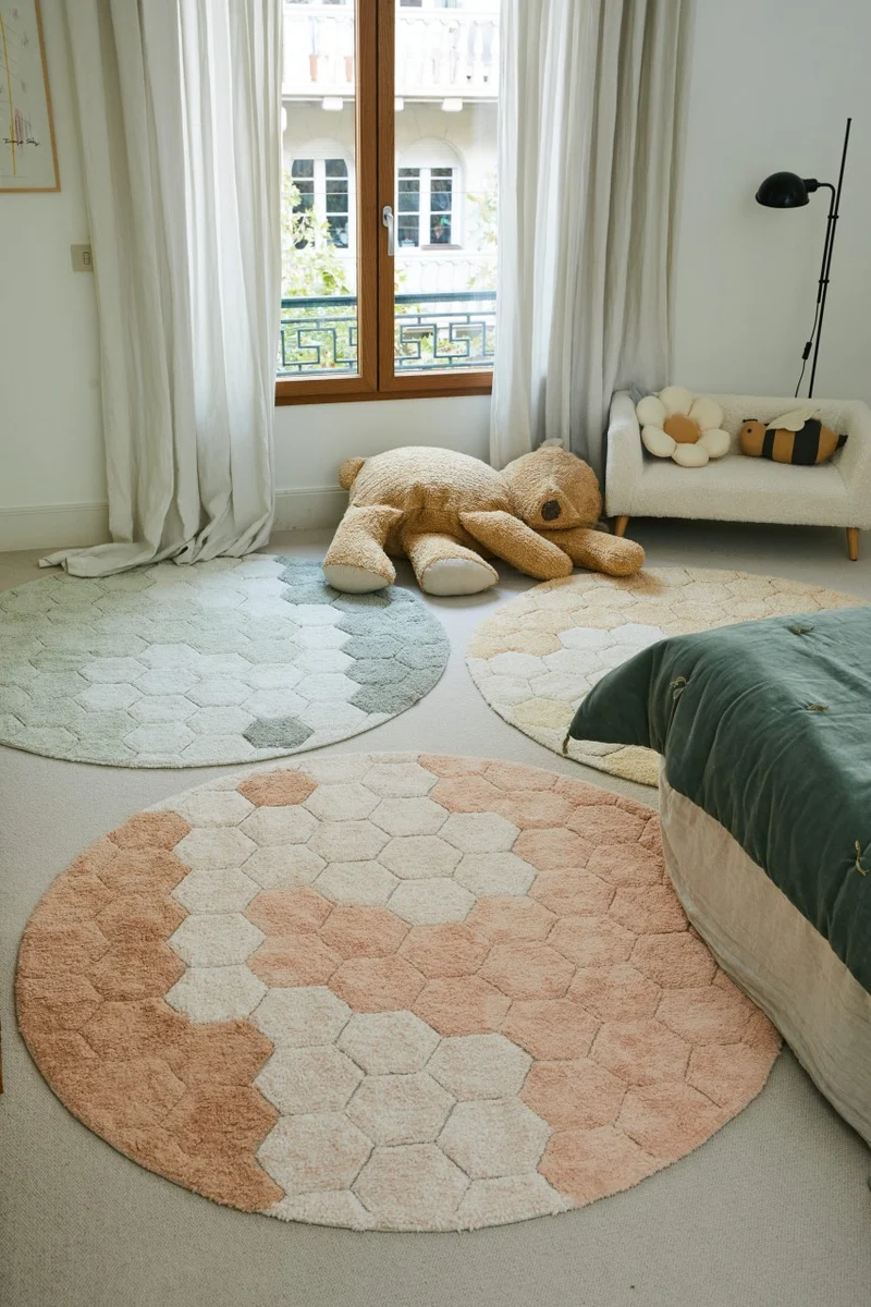 Lorena Canals Runder Teppich Honeycomb Rose