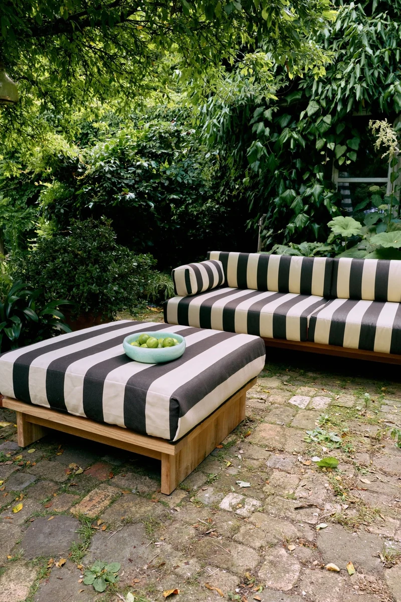 Pouf d'extérieur en teck 88x38cm Hocker - HKliving