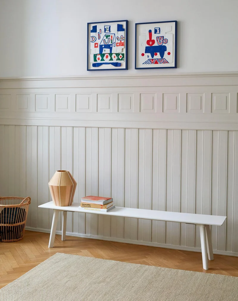 Banc en bois blanc 75x35x45 cm CPH Deux 215 - HAY
