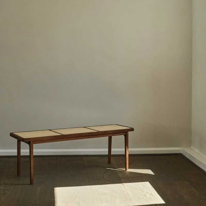 Banc en chêne fumé noir et cannage Le Roi - Norr11