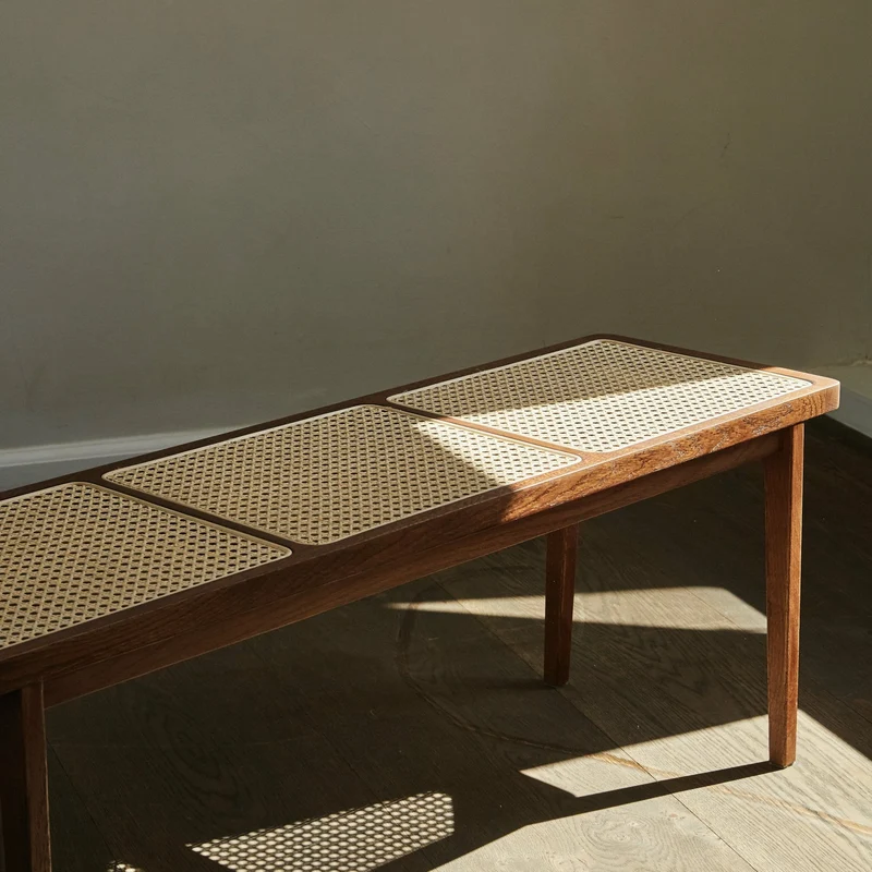 Banc en chêne fumé noir et cannage Le Roi - Norr11