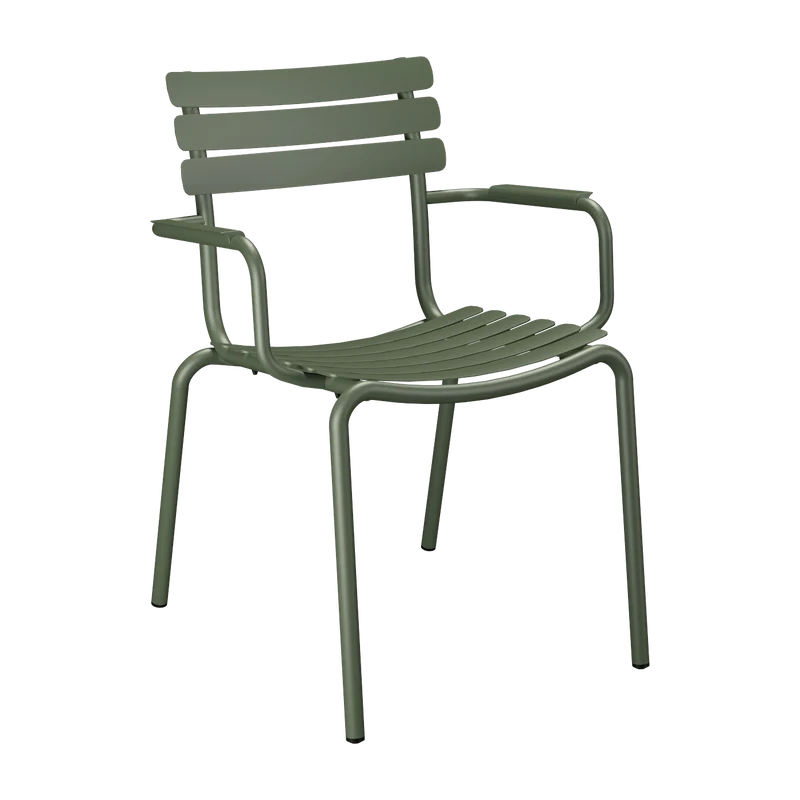 Chaise d'extérieur en aluminium vert olive avec accoudoirs 59x63x82cm Alua - Houe
