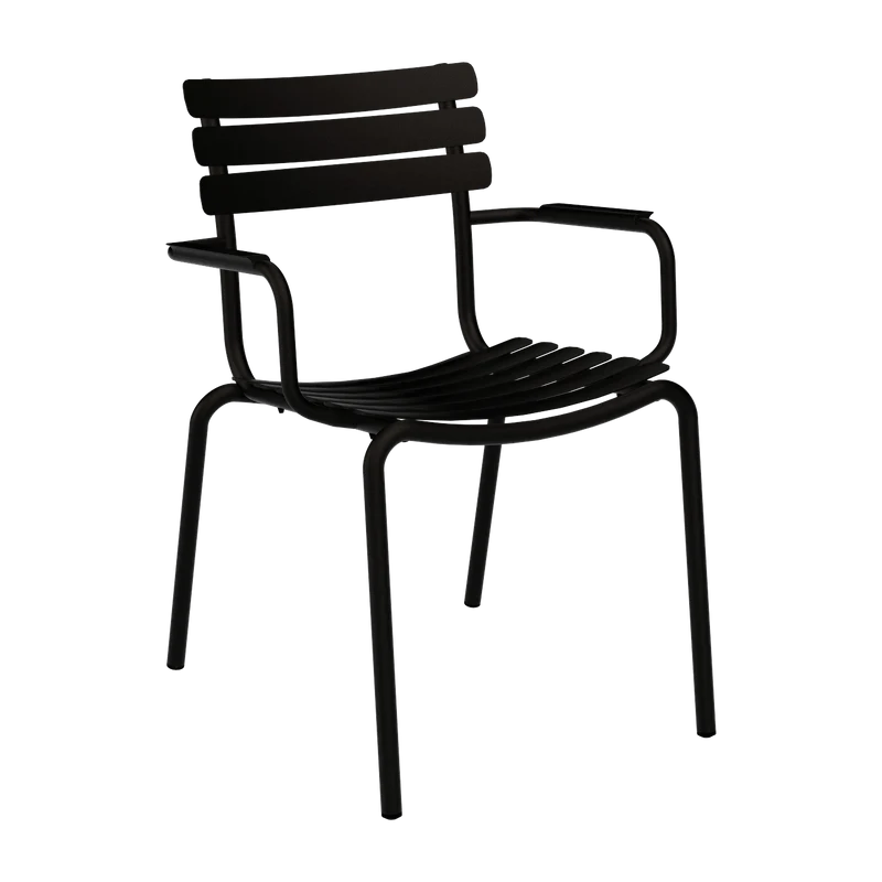 Chaise d'extérieur en aluminium noir avec accoudoirs 59x63x82cm Alua - Houe
