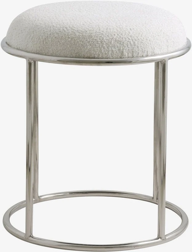 Tabouret rond en acier et tissu blanc 47cm Komati - Nordal