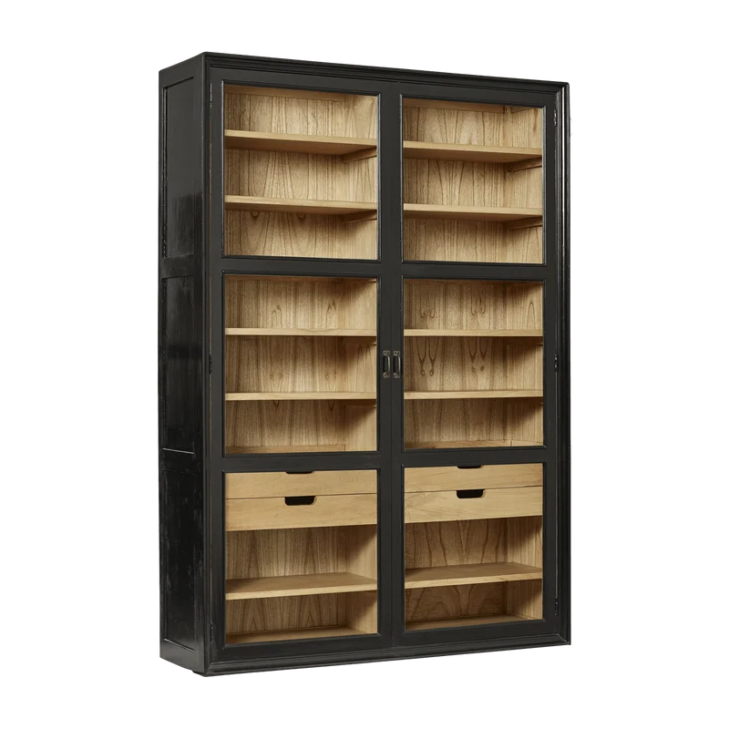 Armoire vitrine en bois noir 149x44x210cm Viva - Nordal