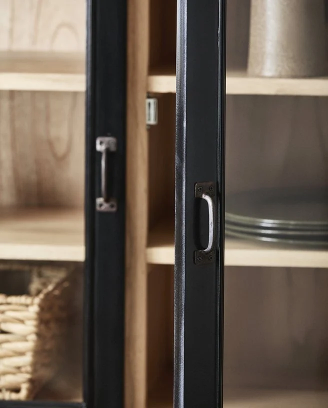 Armoire vitrine en bois noir 149x44x210cm Viva - Nordal