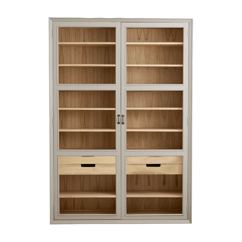 Armoire vitrine en bois gris 149x44x210cm Viva - Nordal