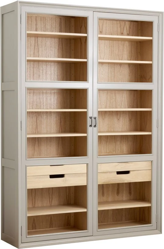 Armoire vitrine en bois gris 149x44x210cm Viva - Nordal
