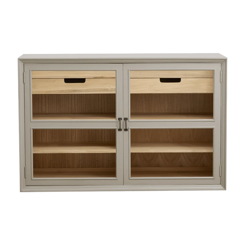 Armoire vitrine en bois gris 148x44x96,5cm Viva - Nordal