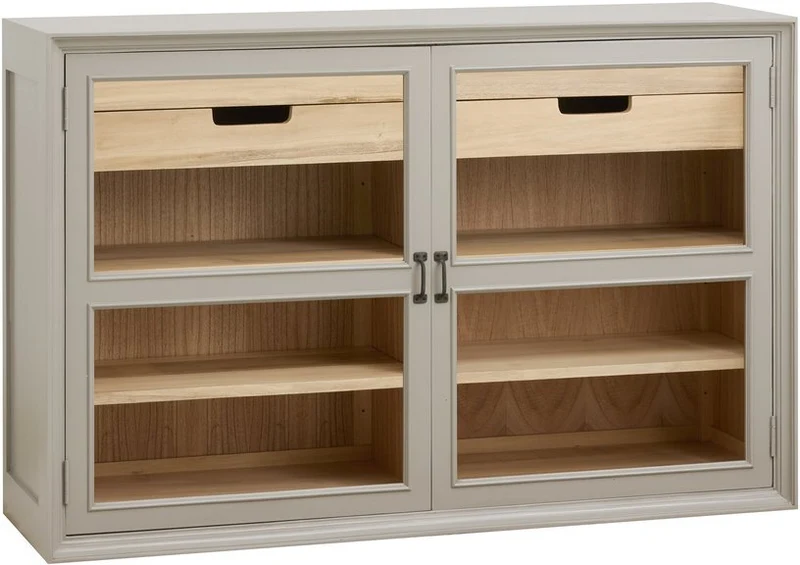 Armoire vitrine en bois gris 148x44x96,5cm Viva - Nordal