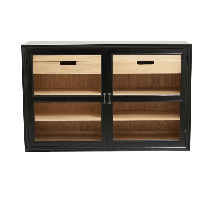 Armoire vitrine en bois noir 148x44x96,5cm Viva - Nordal