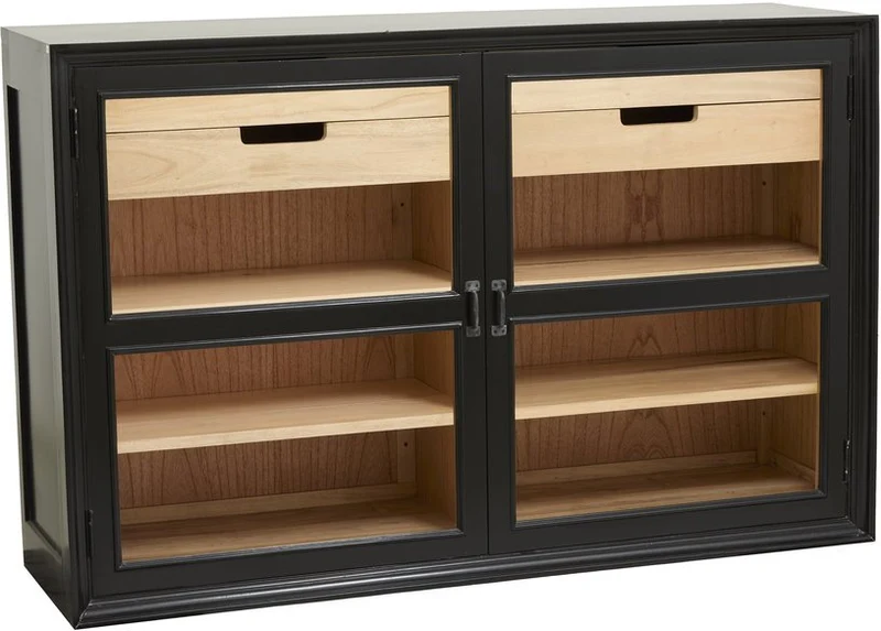 Armoire vitrine en bois noir 148x44x96,5cm Viva - Nordal