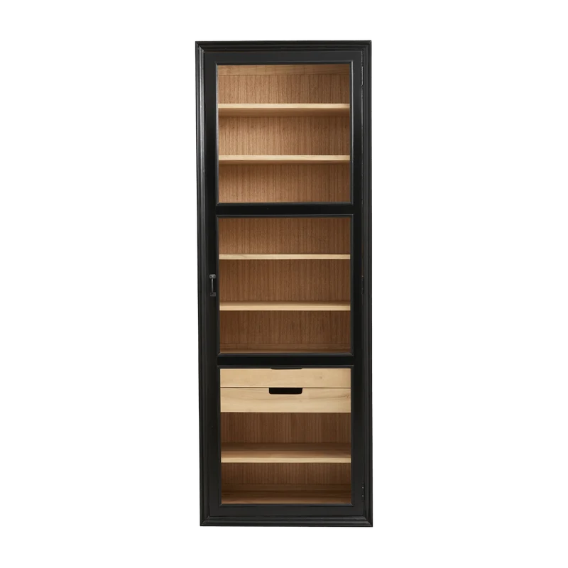 Armoire vitrine en bois noir 76x44x210cm Viva - Nordal