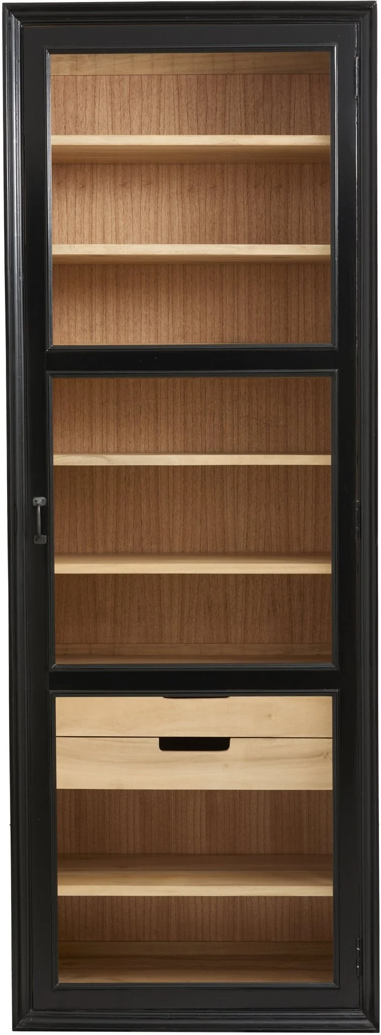 Armoire vitrine en bois noir 76x44x210cm Viva - Nordal