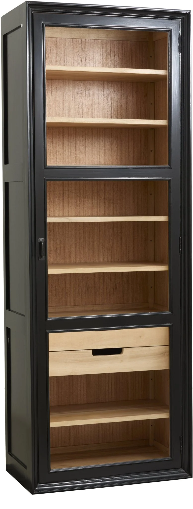 Armoire vitrine en bois noir 76x44x210cm Viva - Nordal