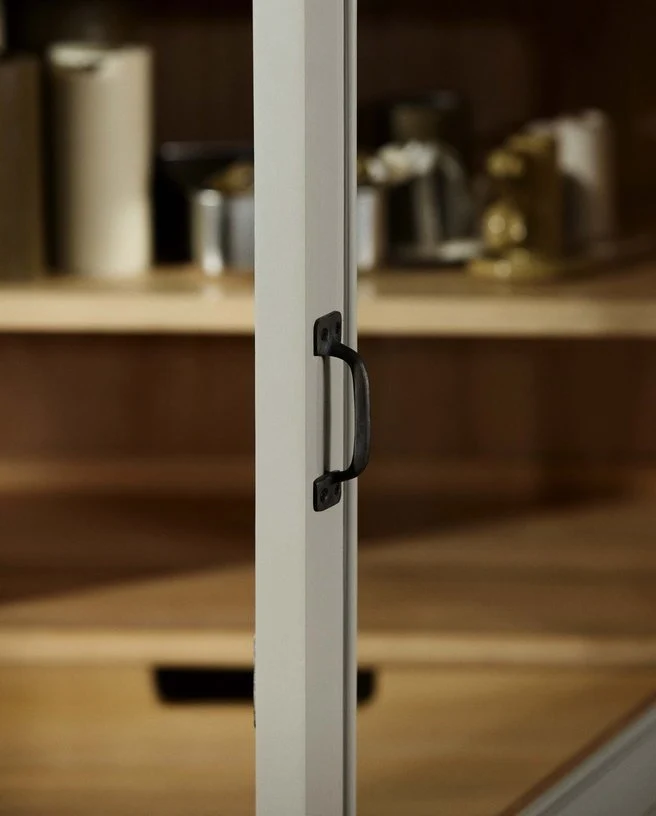 Armoire vitrine en bois gris 76x44x210cm Viva - Nordal