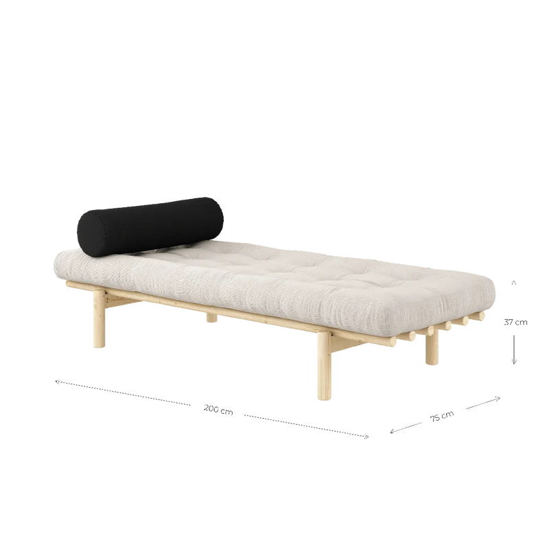 Lit de jour en pin massif avec matelas vert foncé 72x200cm Next - Karup Design