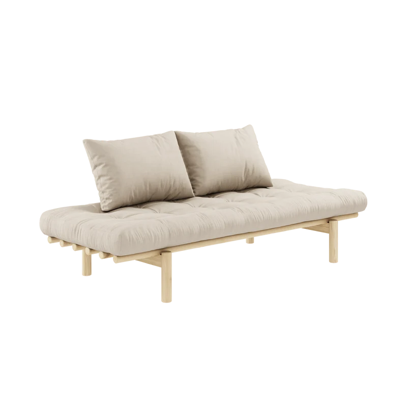 Lit de jour en pin massif avec matelas beige 75x200cm Pace - Karup Design